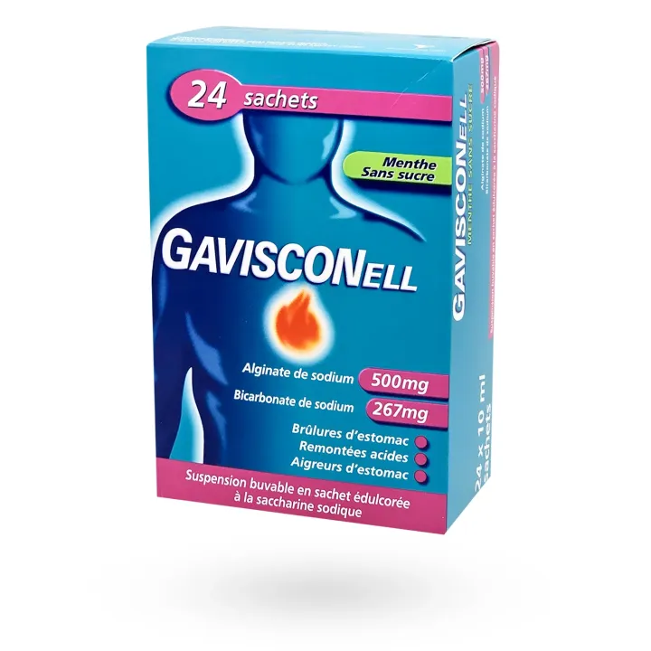 Gavisconell menthe sans sucre boite de 24 sachets-dose | Pharmacie en ligne