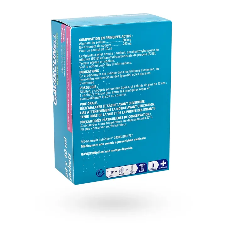 Gavisconell menthe sans sucre boite de 24 sachets-dose | Pharmacie en ligne