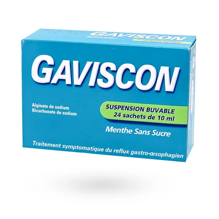 Gaviscon suspension buvable menthe sans sucre 24 sachets | Pharmacie en ligne