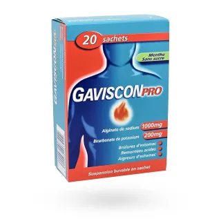 GavisconPro menthe sans sucre suspension buvable 20 sachets-dose