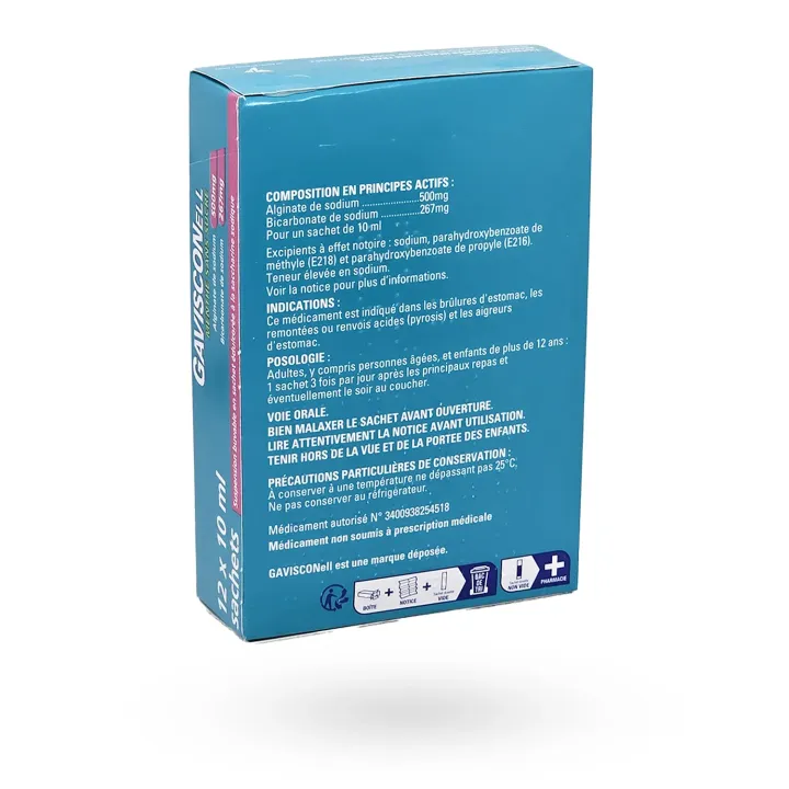 Gavisconell menthe sans sucre – 12 sachets anti-reflux et brûlures d’estomac | Pharmacie en ligne