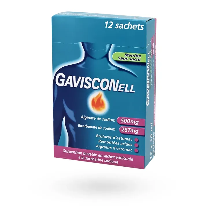 Gavisconell menthe sans sucre – 12 sachets anti-reflux et brûlures d’estomac | Pharmacie en ligne