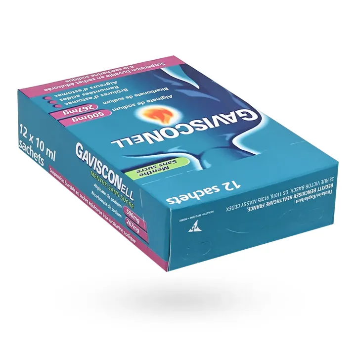 Gavisconell menthe sans sucre – 12 sachets anti-reflux et brûlures d’estomac | Pharmacie en ligne