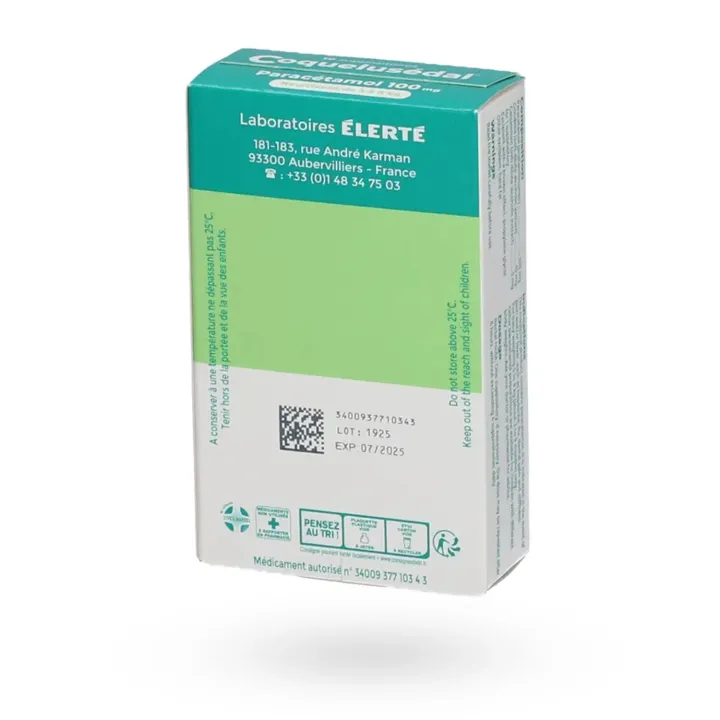Coquelusédal paracétamol 100 mg nourrisson 10 suppositoires | Pharmacie en ligne