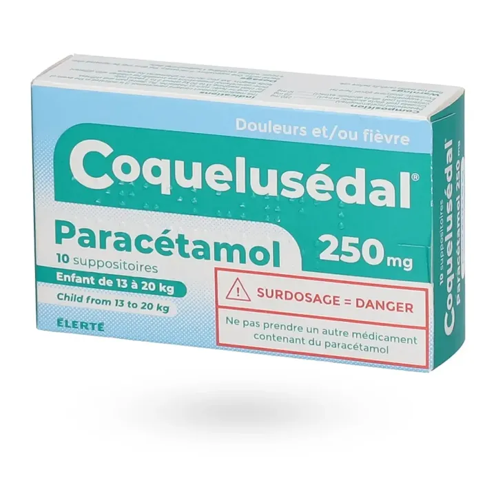 Coquelusédal paracétamol 250 mg enfant 10 suppositoires | Pharmacie en ligne