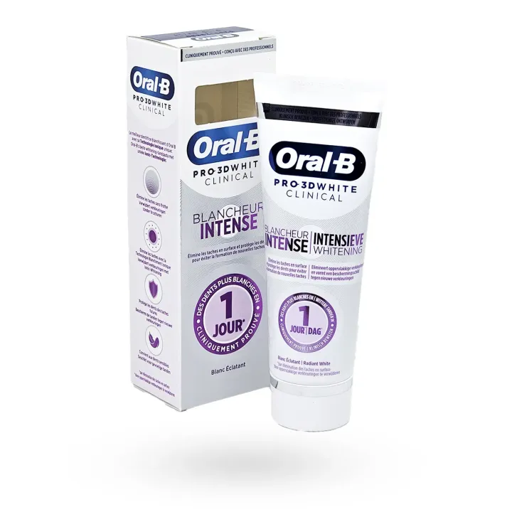Oral-B Pro 3D White Blancheur Intense 75 ml – Dentifrice blancheur dents | Pharmacie en ligne