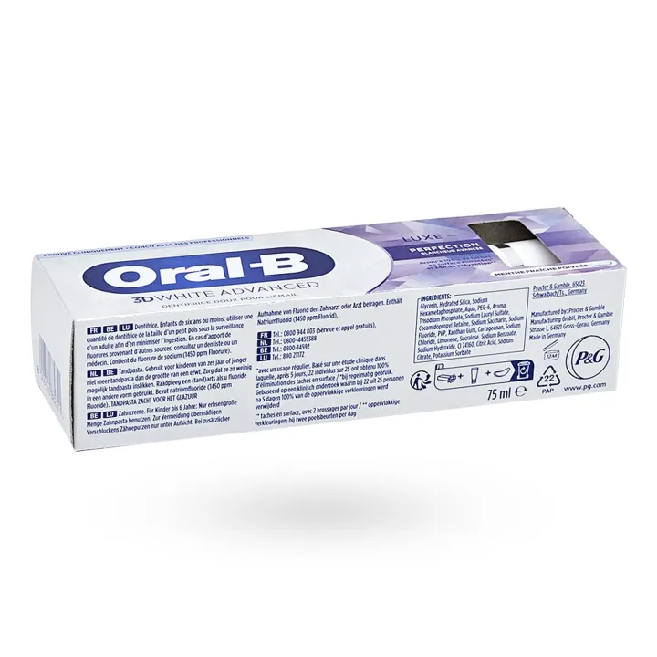 Oral-B 3D White Advanced Luxe Perfection 75 ml – Dentifrice blancheur avancée | Pharmacie en ligne
