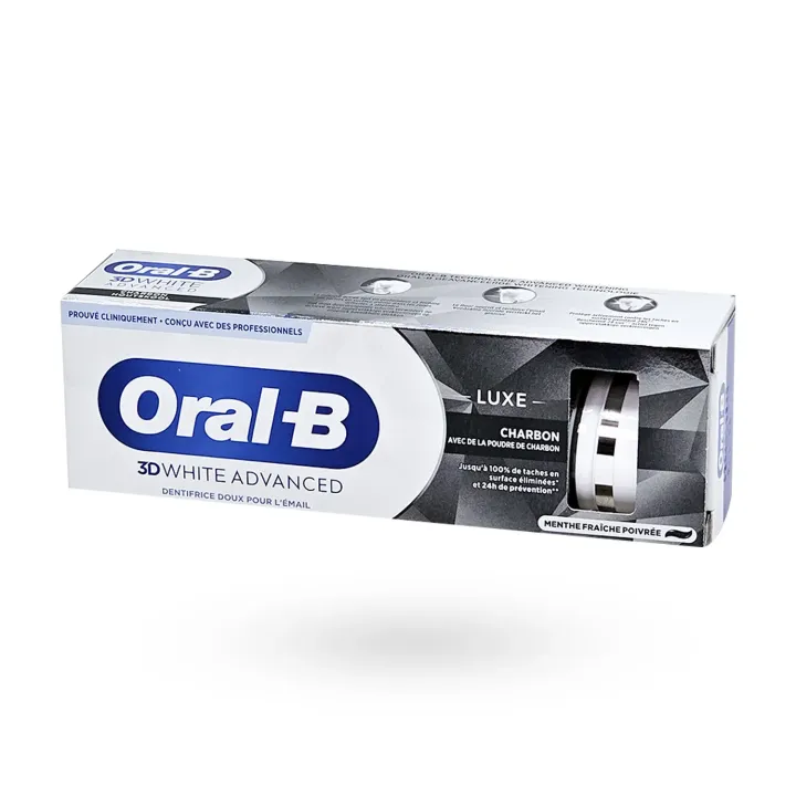 Oral-B 3D White Advanced Luxe Charbon 75 ml – Dentifrice anti-taches au charbon | Pharmacie en ligne