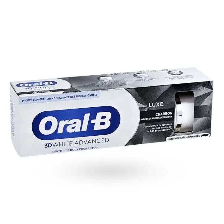 Oral-B 3D White Advanced Luxe Charbon 75 ml – Dentifrice anti-taches au charbon | Pharmacie en ligne