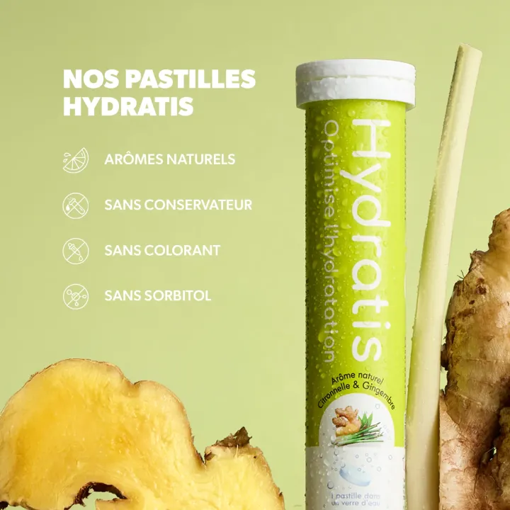 Hydratis Citronnelle Gingembre 20 Pastilles Effervescentes | Hydratation Optimisée | Pharmacie en Ligne