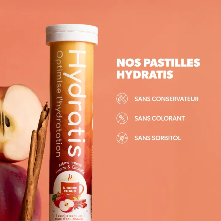 Hydratis Pomme Cannelle 20 Pastilles | Hydratation à Boire Chaud | Pharmacie en Ligne