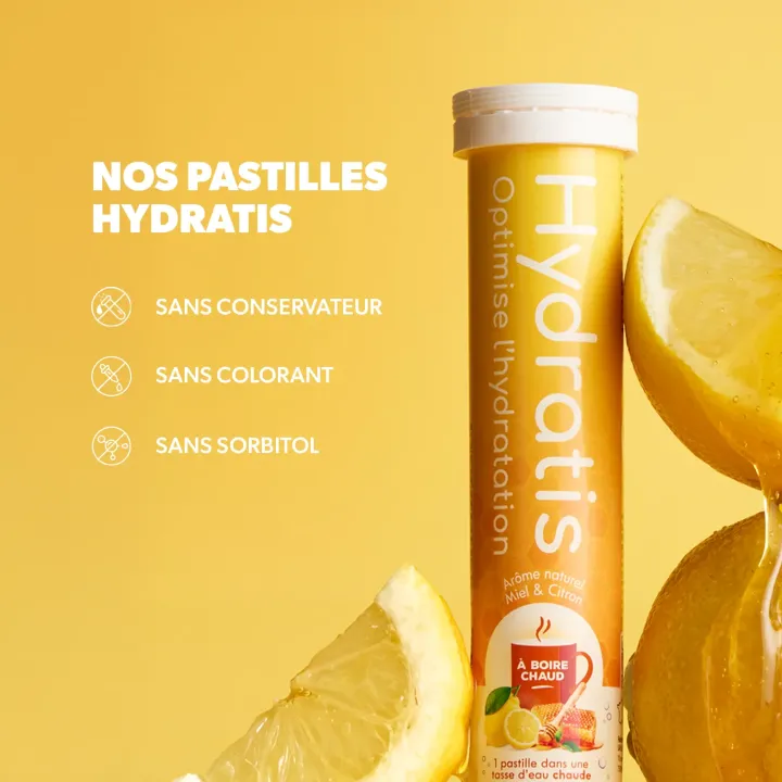 Hydratis Miel Citron 20 Pastilles | Hydratation à Boire Chaud | Pharmacie en Ligne