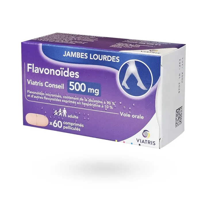 Fraction Flavonoïque Purifiée 500 mg Viatris – Insuffisance veineuse & Hémorroïdes | Pharmacie en ligne