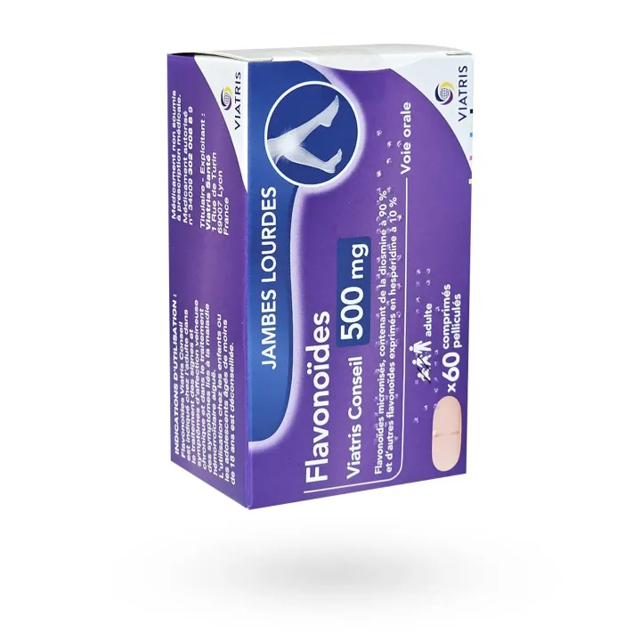 Fraction Flavonoïque Purifiée 500 mg Viatris – Insuffisance veineuse & Hémorroïdes | Pharmacie en ligne