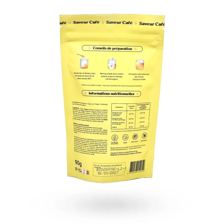 Bonjour Saveur Café 90 g – Complément Alimentaire aux Champignons | Pharmacie en ligne