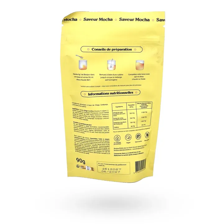 Bonjour Saveur Moka 90 g – Lion’s Mane, Chaga & Cordyceps | Pharmacie en ligne