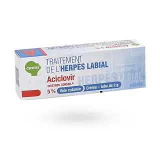 Aciclovir 5% Cristers conseil herpès labial 2 g