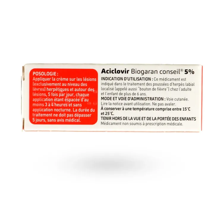 Aciclovir 5% Biogaran Conseil Crème 2 g – Herpès Labial | Pharmacie en ligne