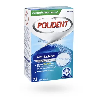 Polident anti-bactérien comprimés nettoyants 72 comprimés