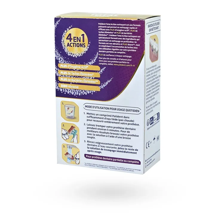 Polident Total Action 66 Comprimés – Nettoyant Prothèse Dentaire 4 en 1 | Pharmacie en Ligne
