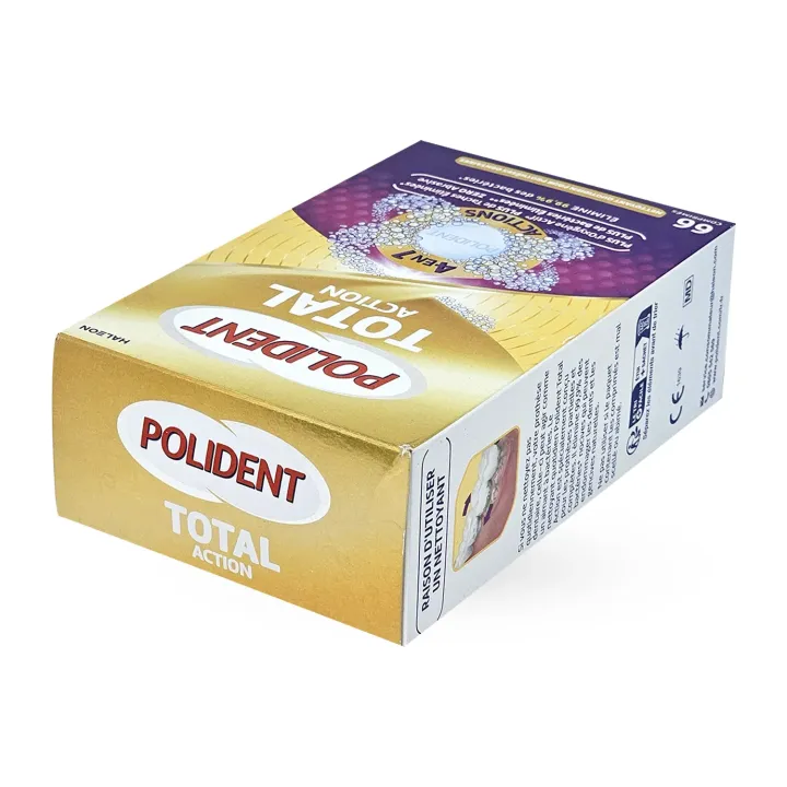 Polident Total Action 66 Comprimés – Nettoyant Prothèse Dentaire 4 en 1 | Pharmacie en Ligne