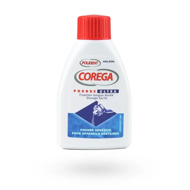 Polident Corega poudre ultra - Poudre adhésive pour prothèses dentaires 40 g | Pharmacie en ligne