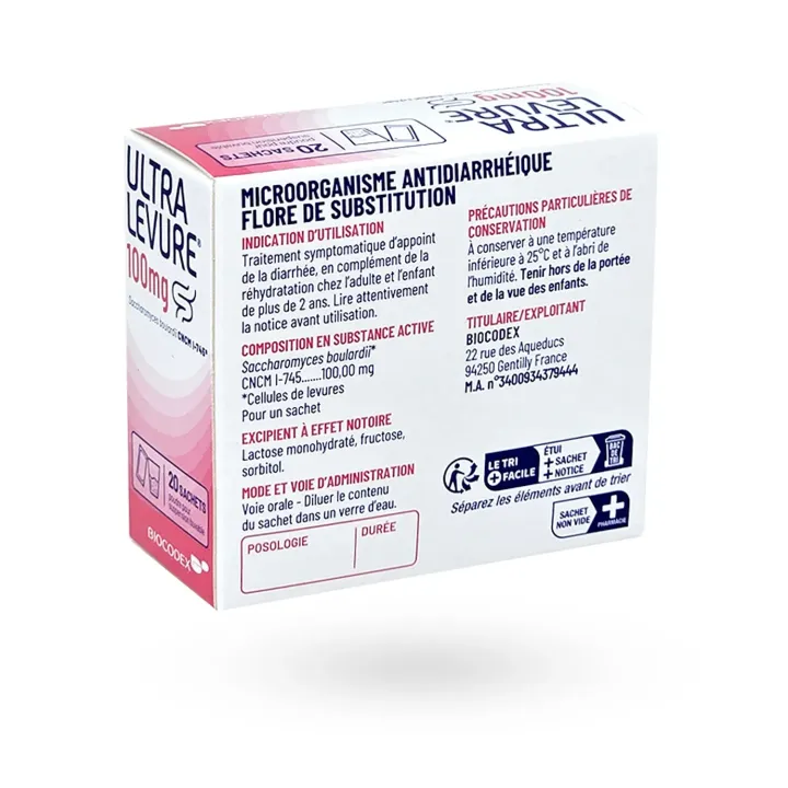 Ultra Levure 100 mg 20 Sachets | Traitement Diarrhée et Flore Intestinale Pharmacie en Ligne