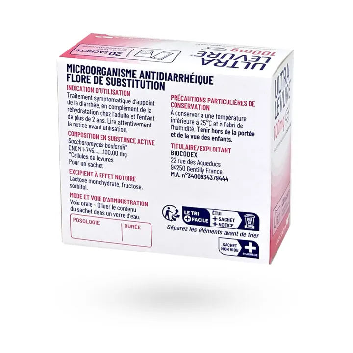 Ultra Levure 100 mg 20 Sachets | Traitement Diarrhée et Flore Intestinale Pharmacie en Ligne