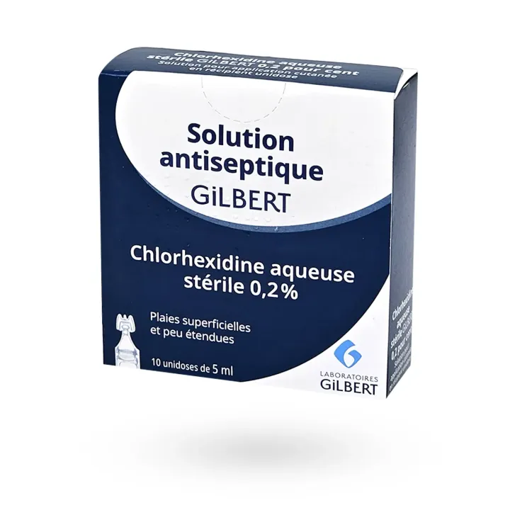 Chlorhexidine Gilbert Antiseptique 0,2 % Plaies Superficielles | Unidoses 10 x 5 ml Pharmacie en Ligne