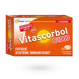 Vitascorbol Vitamine C 1000 mg 20 comprimés à croquer orange