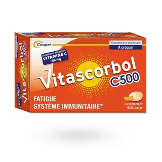 Vitascorbol Vitamine C 500 mg 24 comprimés à croquer orange
