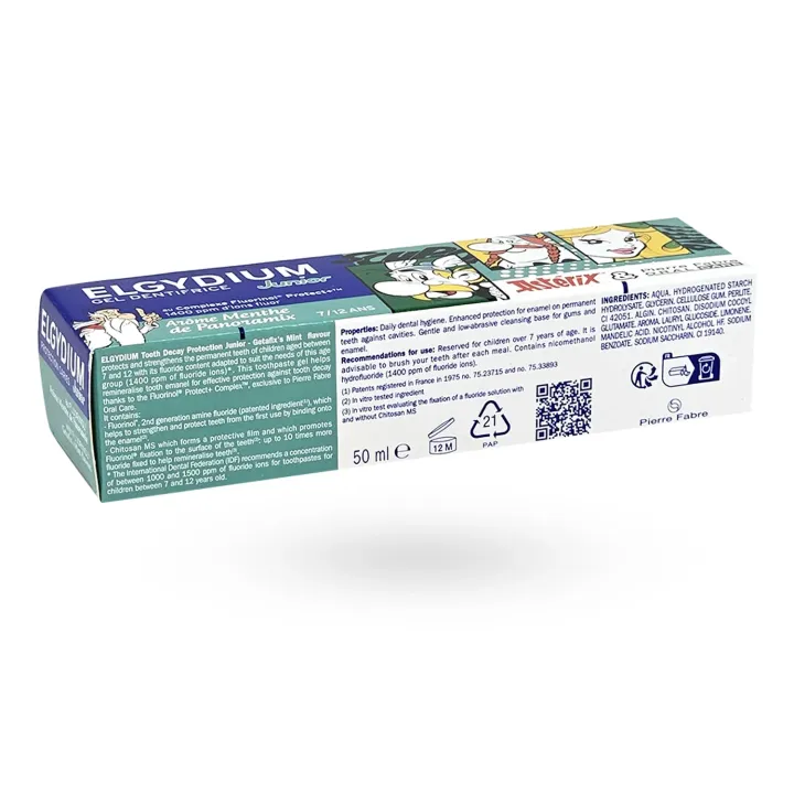 Elgydium Junior Dentifrice 7-12 ans Menthe Astérix 50 ml | Protection Caries Enfant Pharmacie en Ligne