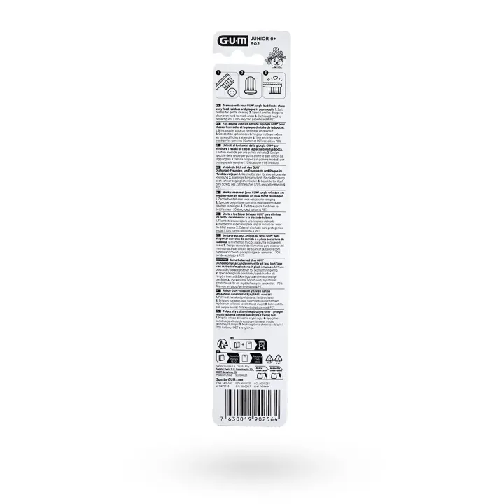 Brosse à dents enfant GUM Junior 6+ 902 souple – Hygiène dentaire enfants 6-9 ans | Pharmacie en ligne