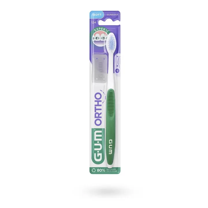 GUM Ortho 124 Brosse à Dents Orthodontique Souple | Pharmacie en Ligne