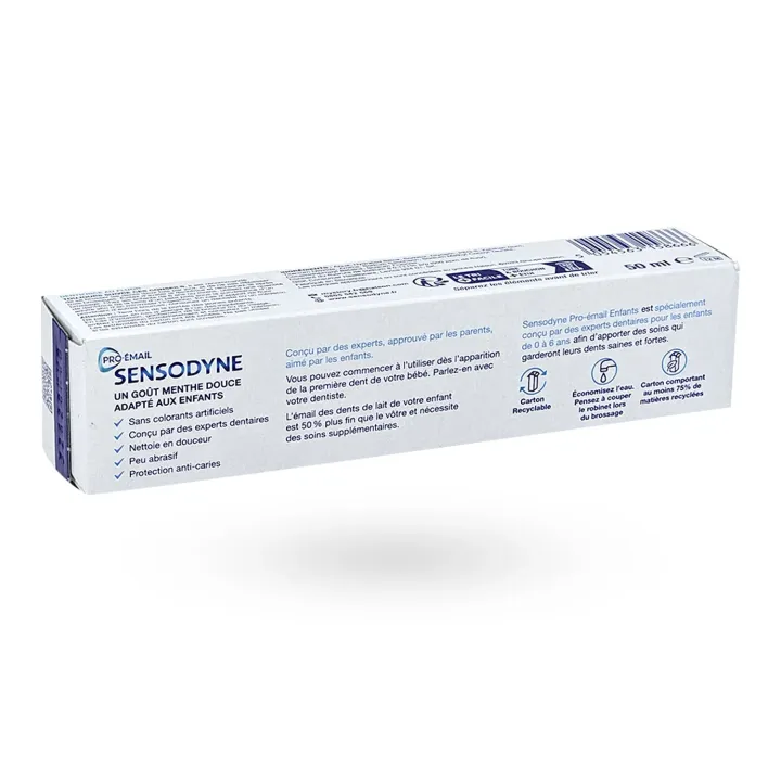 Sensodyne Pro-Émail dentifrice enfants 0-6 ans menthe douce 50 ml - Protection des dents de lait | Pharmacie en ligne