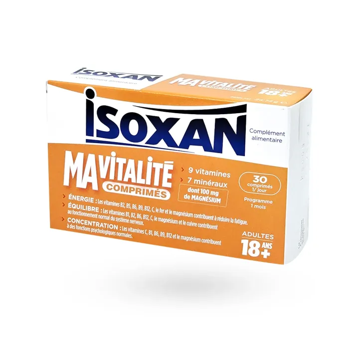 Isoxan Ma Vitalité 18 ans+ 30 comprimés | Complément énergie et concentration | Pharmacie en ligne