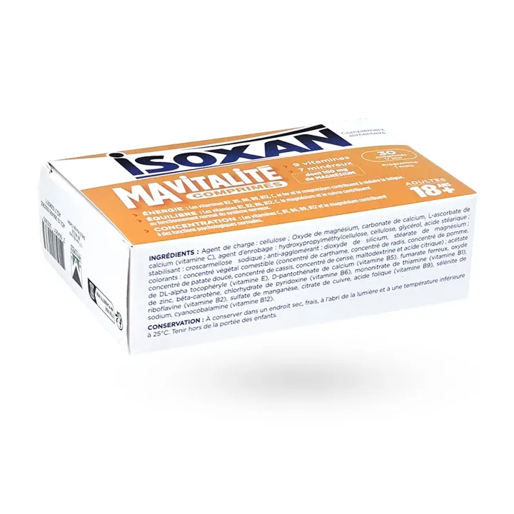 Isoxan Ma Vitalité 18 ans+ 30 comprimés | Complément énergie et concentration | Pharmacie en ligne