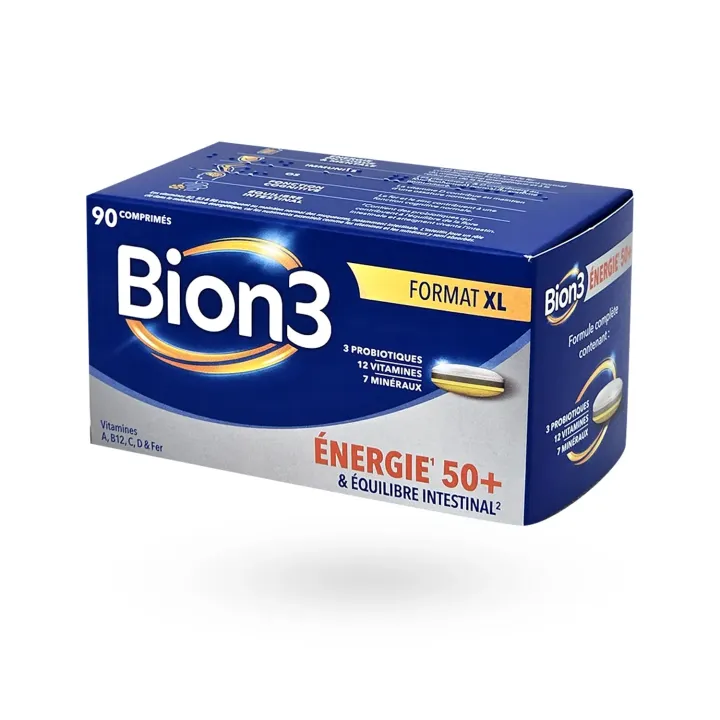 Bion 3 Énergie & Équilibre intestinal 50+ 90 comprimés | Probiotiques et multivitamines senior | Pharmacie en ligne