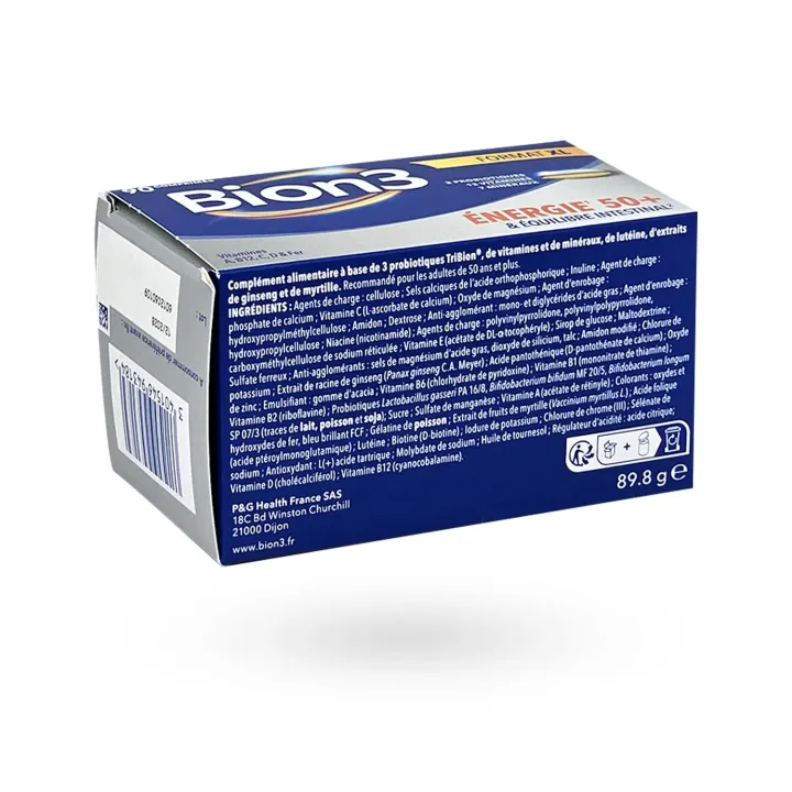 Bion 3 Énergie & Équilibre intestinal 50+ 90 comprimés | Probiotiques et multivitamines senior | Pharmacie en ligne