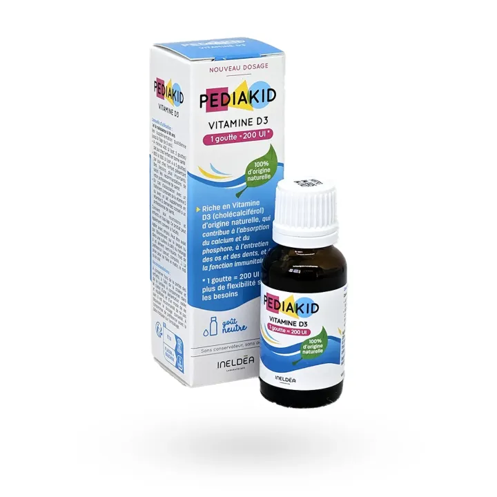 Pediakid Vitamine D3 200 UI gouttes 20 ml | Vitamine D bébé et enfant | Pharmacie en ligne