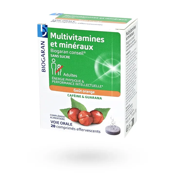 Multivitamines et minéraux Biogaran Conseil effervescents orange sans sucre | Énergie et vitalité | Pharmacie en ligne