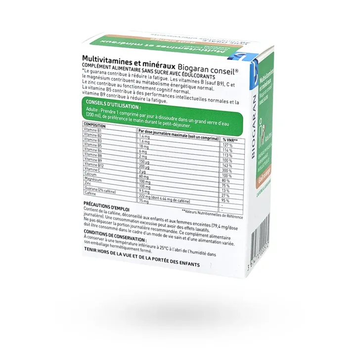 Multivitamines et minéraux Biogaran Conseil effervescents orange sans sucre | Énergie et vitalité | Pharmacie en ligne