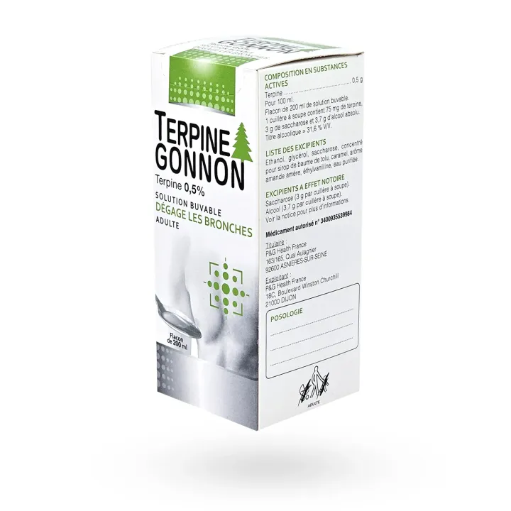 Terpine Gonnon 0,5 % solution buvable - Expectorant toux grasse adulte | Pharmacie en ligne