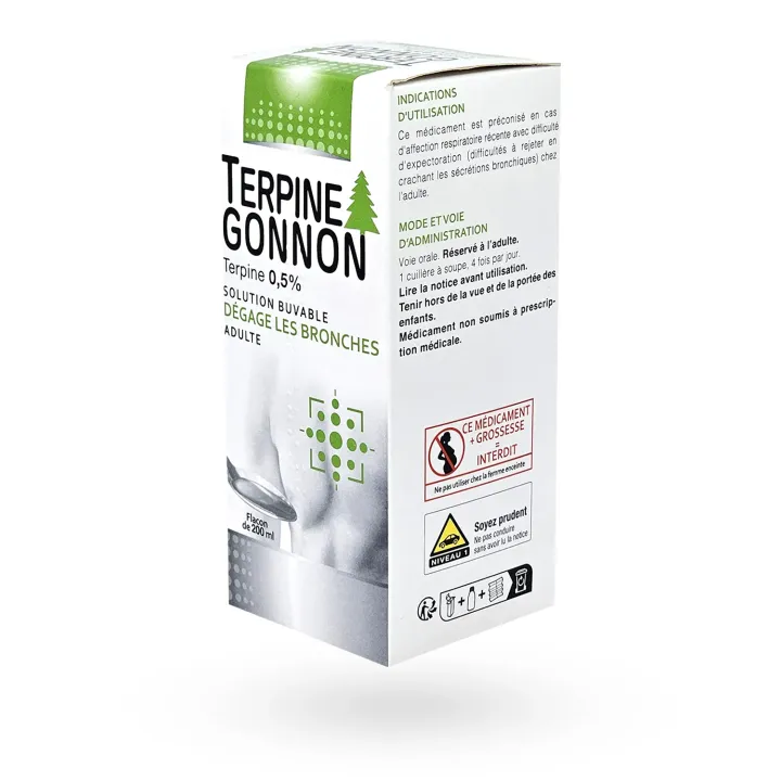 Terpine Gonnon 0,5 % solution buvable - Expectorant toux grasse adulte | Pharmacie en ligne