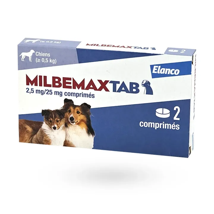 Milbemax Tab chiens 2,5 mg/25 mg 2 comprimés | Pharmacie en ligne