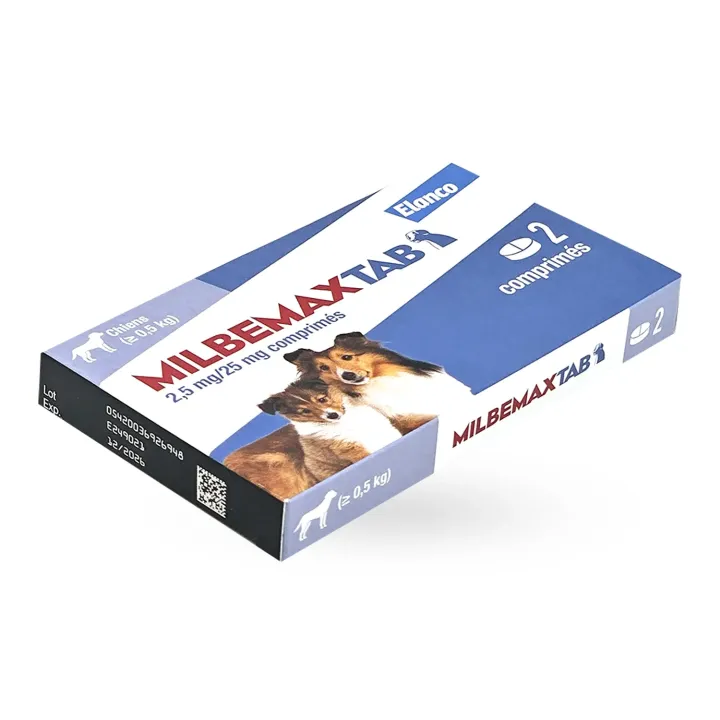 Milbemax Tab chiens 2,5 mg/25 mg 2 comprimés | Pharmacie en ligne
