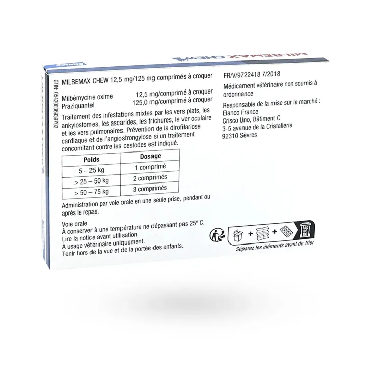 Milbemax Chew 12,5 mg/125 mg 2 comprimés à croquer | Pharmacie en ligne