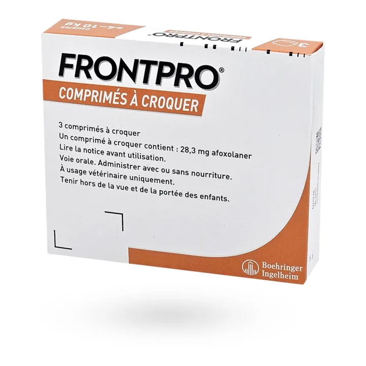 Frontpro 28 mg chien 4-10 kg 3 comprimés à croquer - Anti-puces et anti-tiques | Pharmacie en ligne