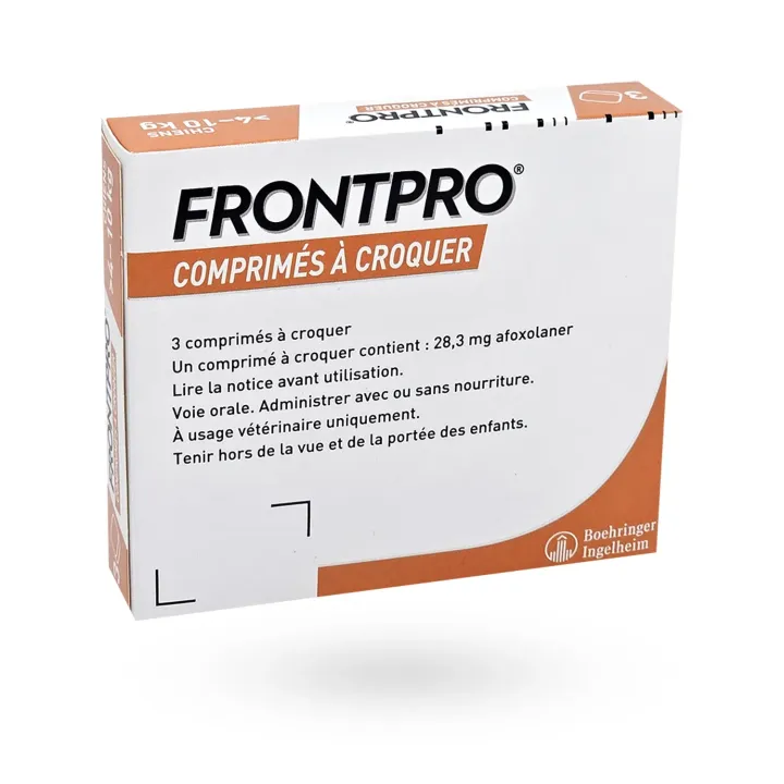 Frontpro 28 mg chien 4-10 kg 3 comprimés à croquer - Anti-puces et anti-tiques | Pharmacie en ligne
