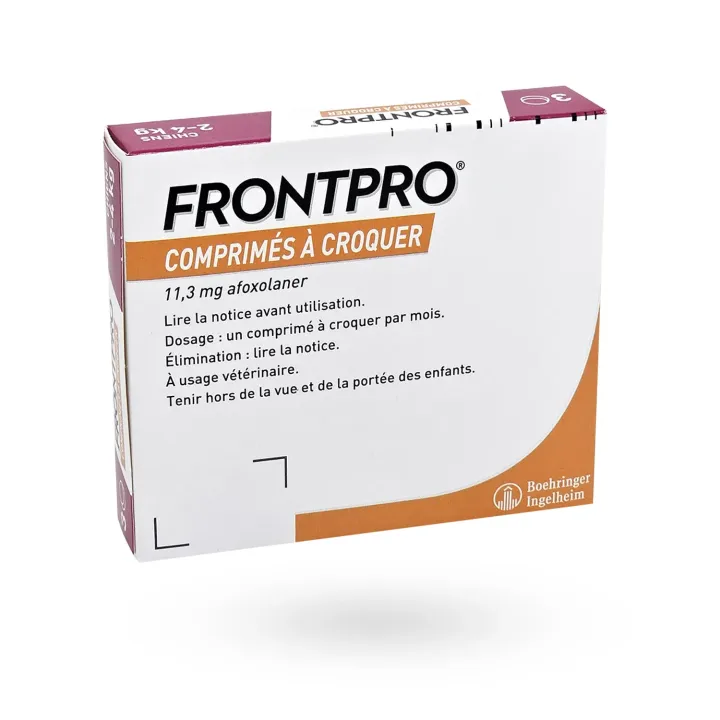 Frontpro 11,3 mg chien 2-4 kg 3 comprimés à croquer - Anti-puces et anti-tiques | Pharmacie en ligne